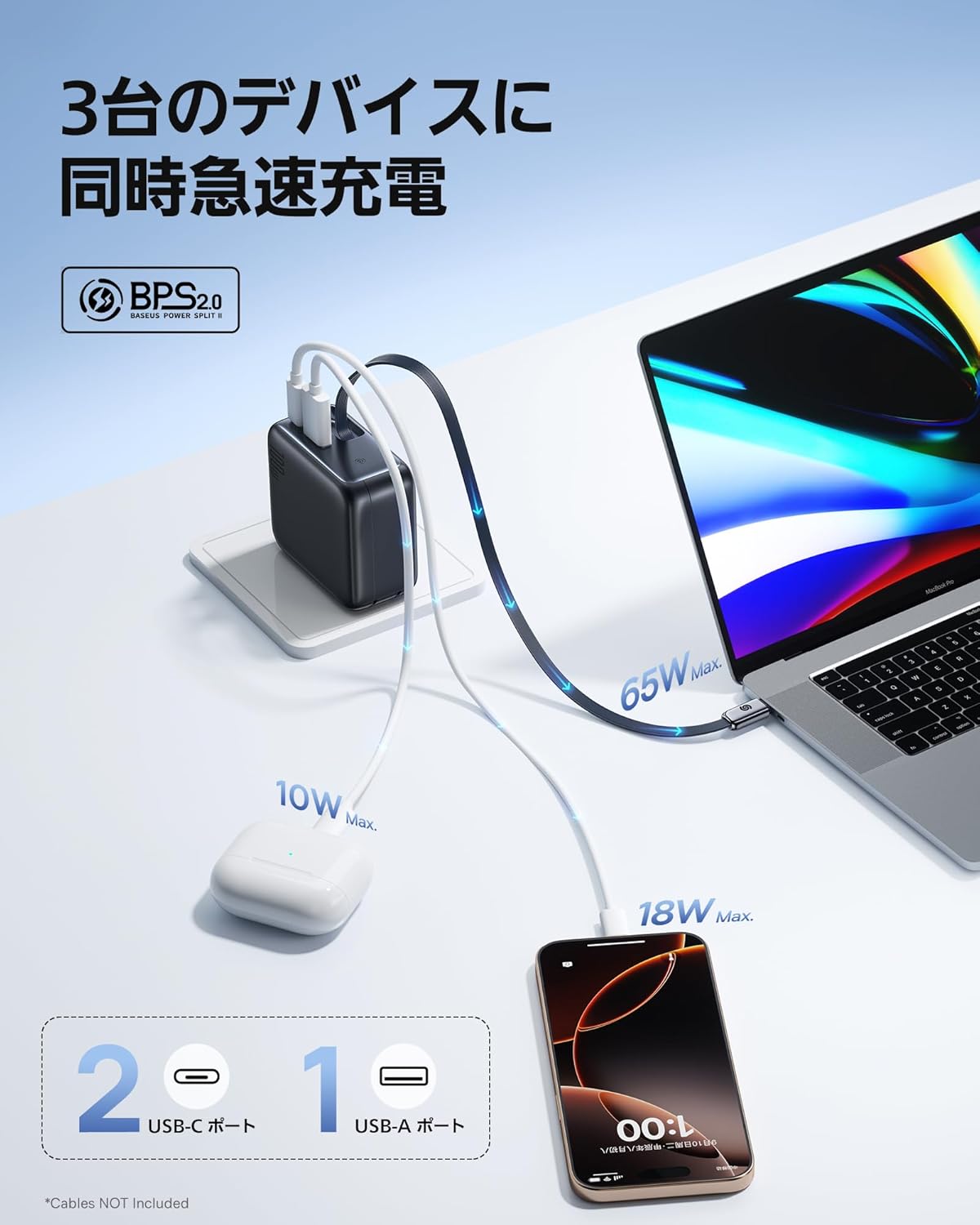 Baseus GaN 65W 使用シーン