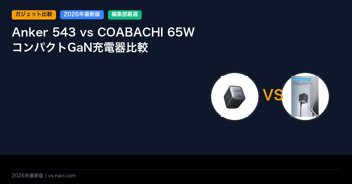 Anker 543 vs COABACHI 65WコンパクトGaN充電器比較